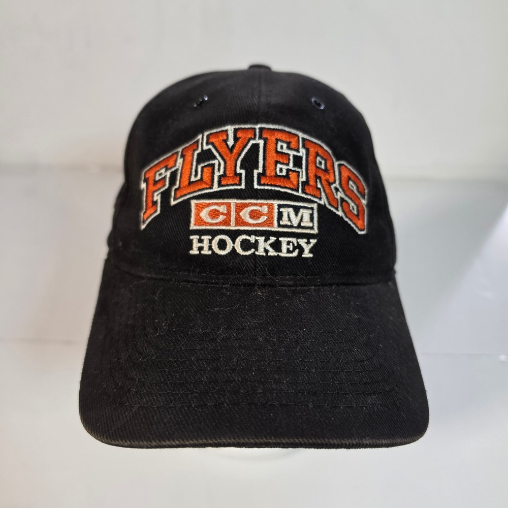 Vtg 90s Philadelphia Flyers CCM Hat Black Buckle Strapback Cap NHL Center Ice